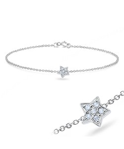 Sparkling Star with CZ Stones Silver Bracelet BRS-61